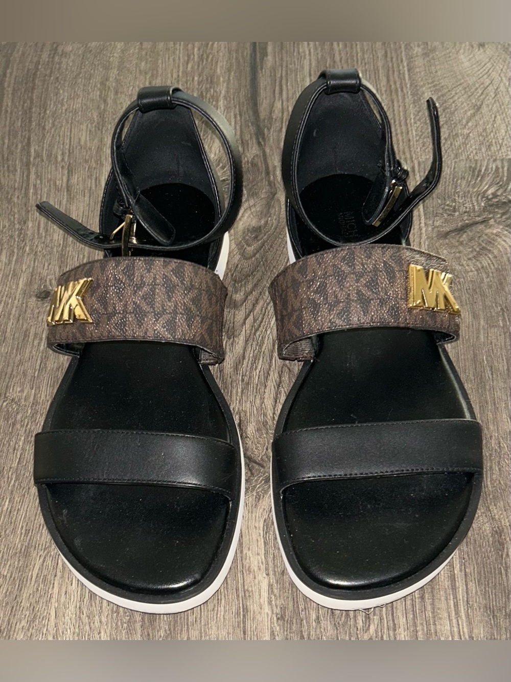 Michael Kors Black/Logo Leather Sandals